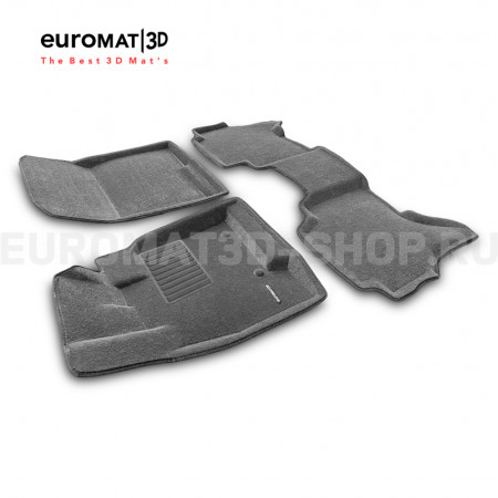 Текстильные 3D коврики Euromat3D Business в салон для Mitsubishi Pajero IV (2006-2020) № EMC3D-003610G Серые
