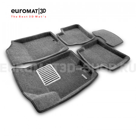 Текстильные 3D коврики Euromat3D Lux в салон для Hyundai Elantra (2006-2008) № EM3D-002722G Серые