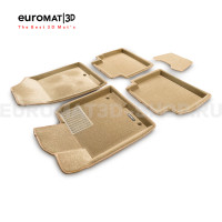 Текстильные 3D коврики Euromat3D Business в салон для Hyundai Sonata (2017-) № EMC3D-002929T Бежевые