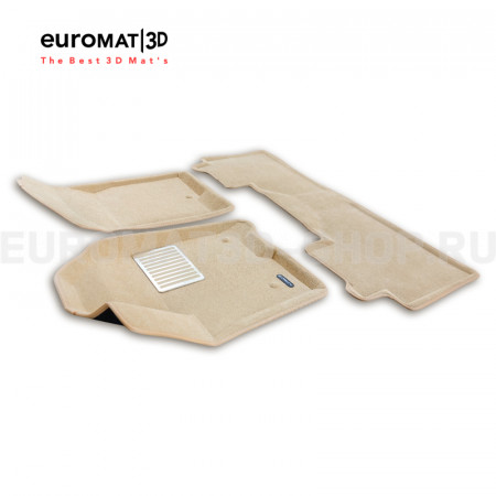 Текстильные 3D коврики Euromat3D Lux в салон для Chevrolet Tahoe (2021-) № EM3D-001308T Бежевые