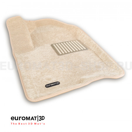 Текстильные 3D коврики Euromat3D Lux в салон для Chevrolet Tahoe (2021-) № EM3D-001308T Бежевые