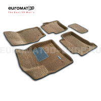 Текстильные 3D коврики Euromat3D Business в салон для Porsche Cayenne (2002-2009) № EMC3D-004100R Коричневые